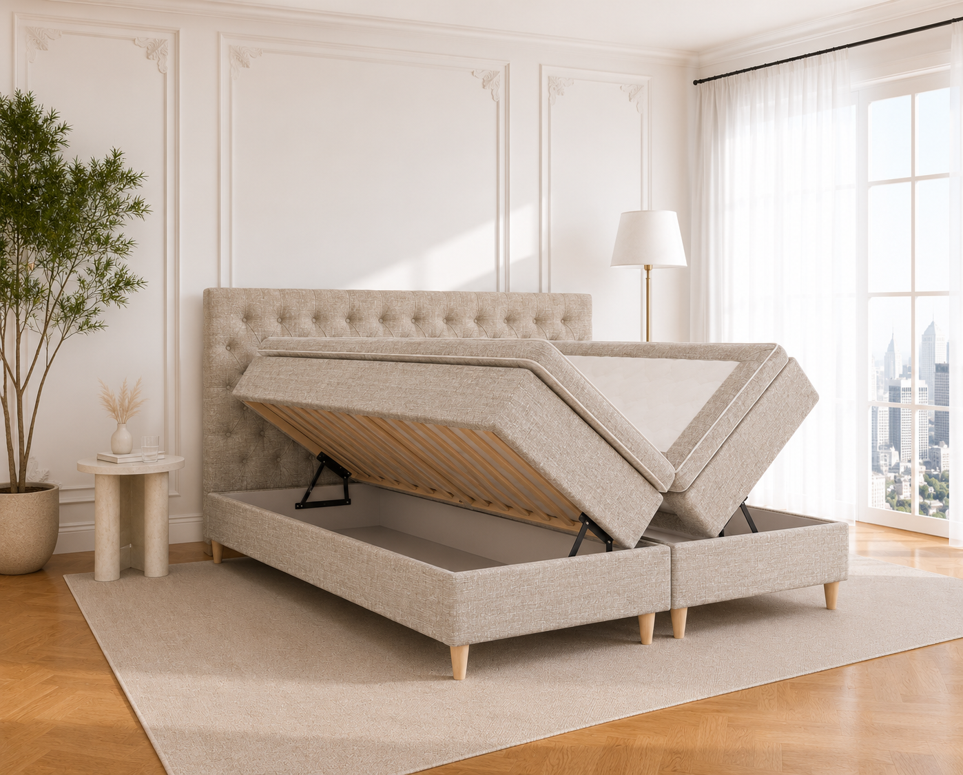 Bogense opbevaringsseng - 120x200 - Sand (Cover02)
