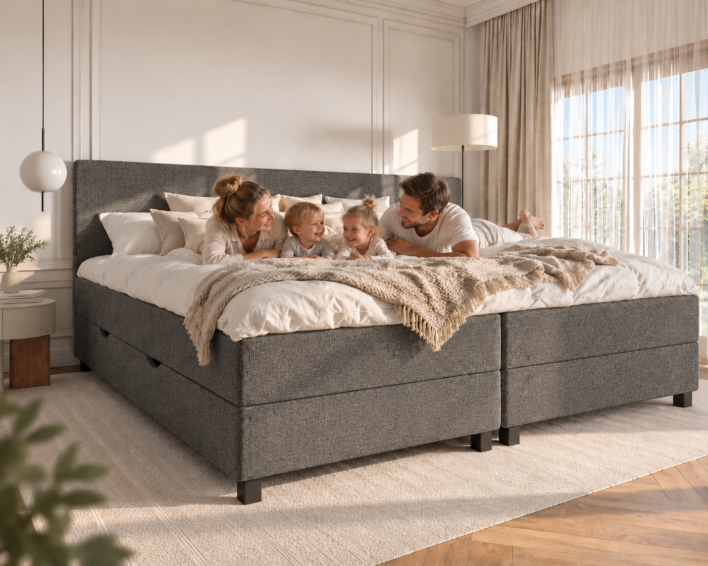 Hørsholm Familieseng Med Opbevaring - 315x200 - Mørkegrå (Verita88)