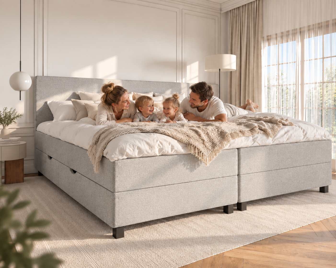 Hørsholm Familieseng Med Opbevaring - 315x200 - Lysegrå (Verita81)